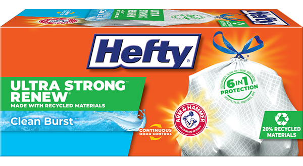 Hefty Ultra Strong Renew Recycled Materials Trash Bags