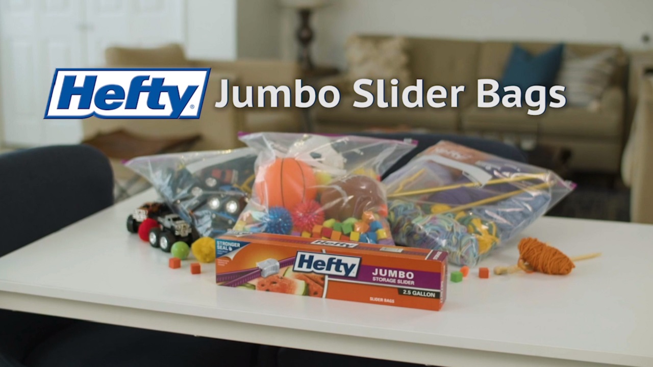 Hefty Slider Jumbo Storage Bags, 2.5 Gallon Size, 12 Count (Pack