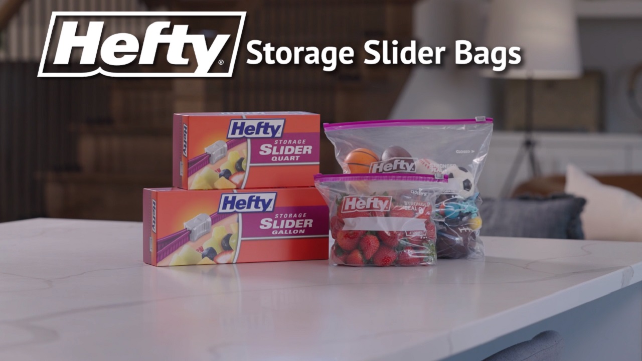 Hefty Jumbo Storage Slider Bags, 2.5 Gallon, Clear - 11 count