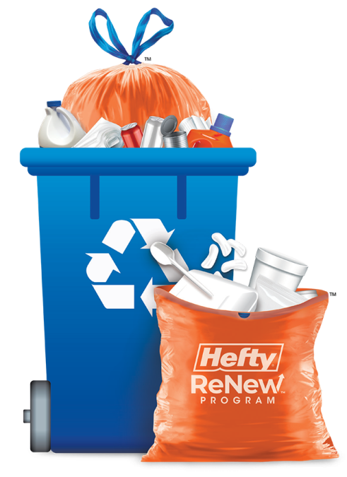 Hefty renew bag with large recycle bin