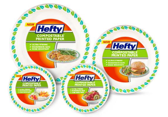 Hefty Compostable Printed Paper Plates & Bowls Packaging