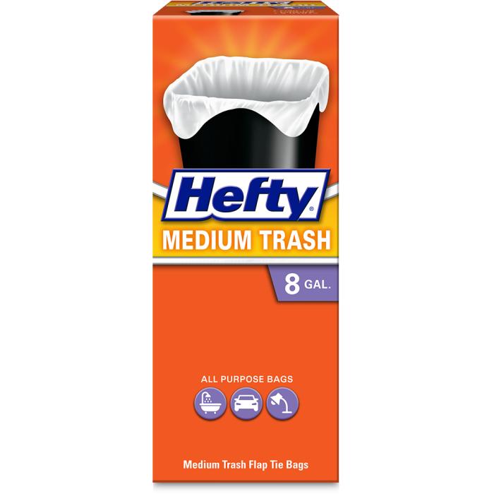 Hefty Flap Tie Medium Trash Bags - 8 Gallon, 24 Count