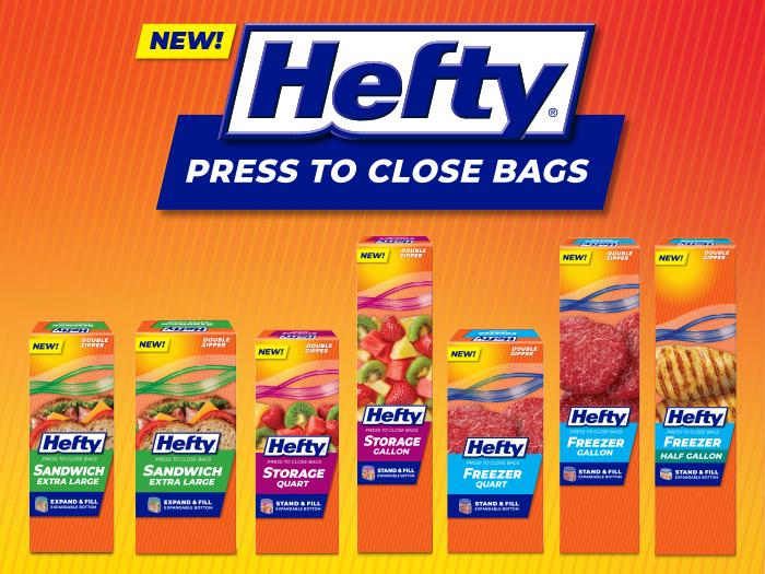 Hefty Press to Close Plastic Bags for Food Storage, XL Sandwich