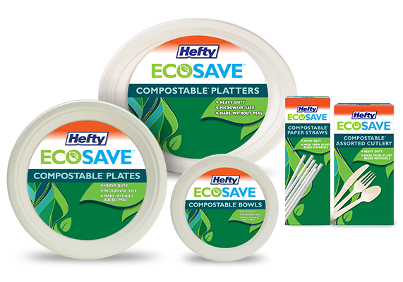 Hefty 15-Count 28 oz ECOSAVE Compostable Paper Bowl - OOD72815