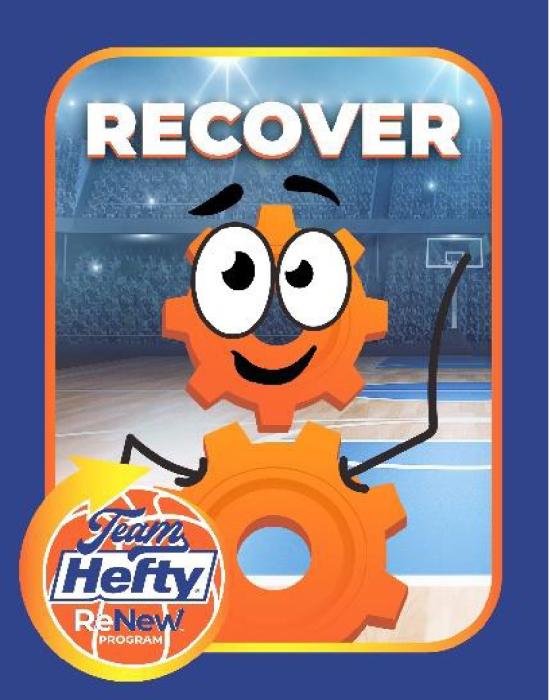 Cartoon icon of gears of Team Hefty ReNew's Recover